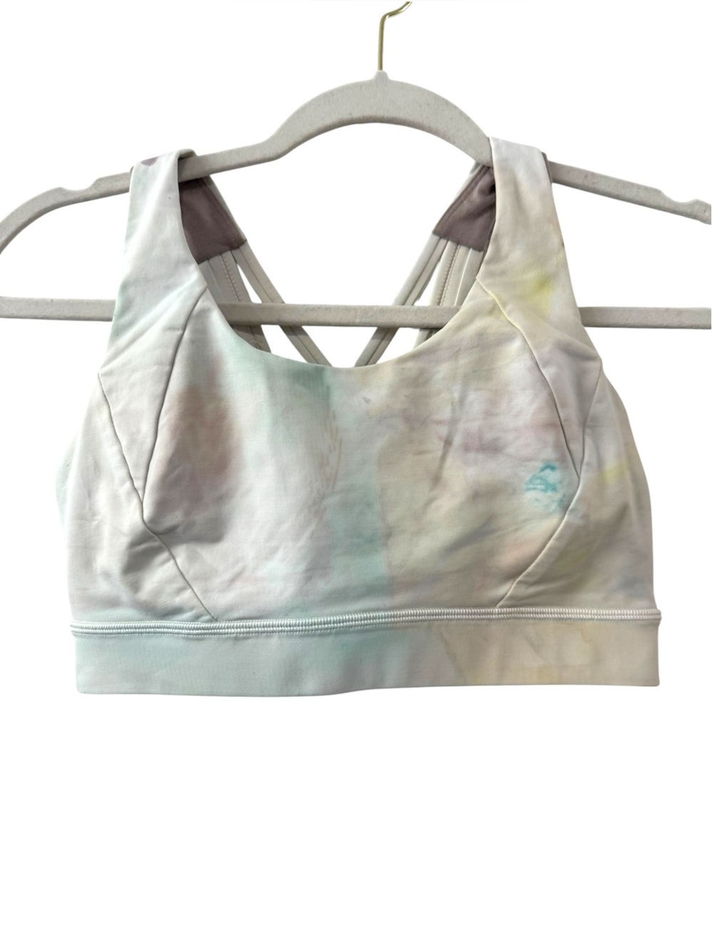 Lululemon Criss Cross Back Tie Dye Sports Bra White Lavender Yoga Workout